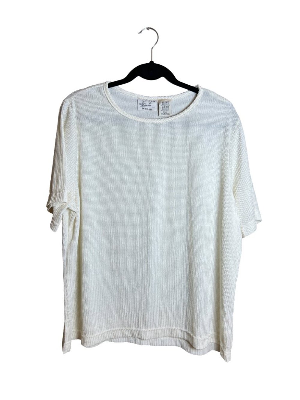 Kathie Lee Woman White Textured Knit Top 18W/20W Vintage Minimalist